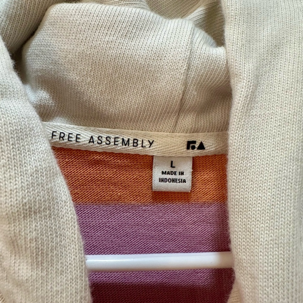 Free Assembly Striped Pastel Rugby Hoodie with Drawstring Hood- L - Picture 4 of 9